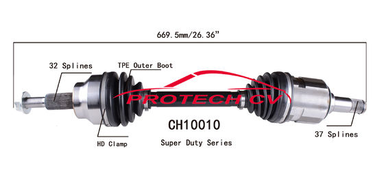 CH10010 CV Axle Assembly Heavy Duty Clamp TPEE Boot  Cold Forging Grinding Process Technology EXTREME Weather Unit
