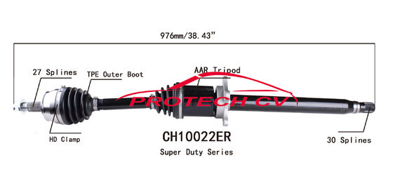 CH10022ER CV Axle Assembly Heavy Duty Clamp TPEE Boot  Cold Forging Grinding Process Technology EXTREME Weather Unit