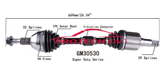 GM30530 CV Axle Assembly Heavy Duty Clamp TPEE Boot  Cold Forging Grinding Process Technology EXTREME Weather Unit