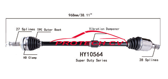 HY10564 CV Axle Assembly Heavy Duty Clamp TPEE Boot  Cold Forging Grinding Process Technology EXTREME Weather Unit