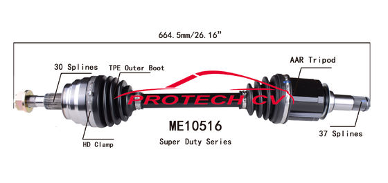 ME10516  CV Axle Assembly Heavy Duty Clamp TPEE Boot  Cold Forging Grinding Process Technology EXTREME Weather Unit
