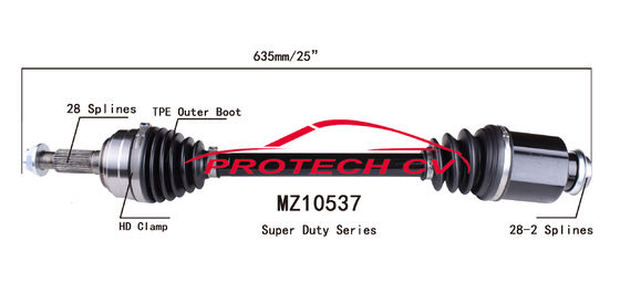 MZ10537 CV Axle Assembly Heavy Duty Clamp TPEE Boot  Cold Forging Grinding Process Technology EXTREME Weather Unit