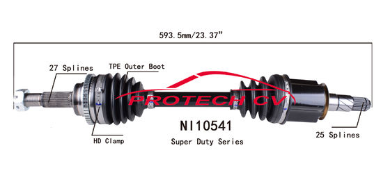 NI10541 CV Axle Assembly Heavy Duty Clamp TPEE Boot  Cold Forging Grinding Process Technology EXTREME Weather Unit