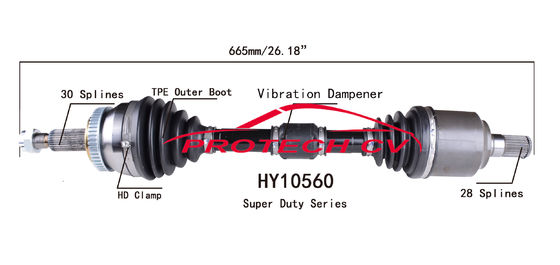 HY10560 CV Axle Assembly Heavy Duty Clamp TPEE Boot  Cold Forging Grinding Process Technology EXTREME Weather Unit