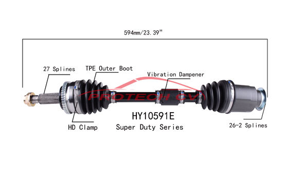 HY10591E CV Axle Assembly Heavy Duty Clamp TPEE Boot  Cold Forging Grinding Process Technology EXTREME Weather Unit