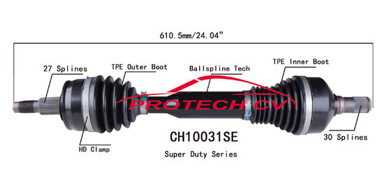 CH10031SE CV Axle Assembly Heavy Duty Clamp TPEE Boot  Cold Forging Grinding Process Technology EXTREME Weather Unit
