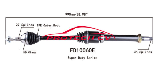 FD10060E CV Axle Assembly Heavy Duty Clamp TPEE Boot  Cold Forging Grinding Process Technology EXTREME Weather Unit