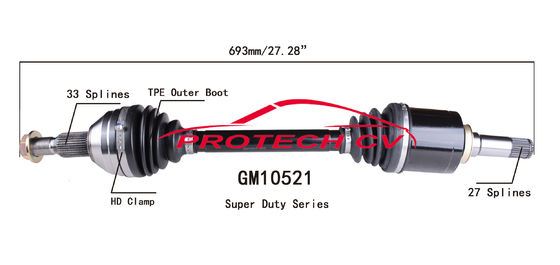 GM10521 CV Axle Assembly Heavy Duty Clamp TPEE Boot  Cold Forging Grinding Process Technology EXTREME Weather Unit