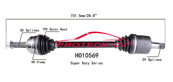 HO10569 CV Axle Assembly Heavy Duty Clamp TPEE Boot  Cold Forging Grinding Process Technology EXTREME Weather Unit