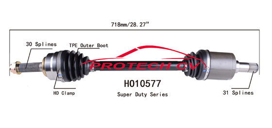 HO10577 CV Axle Assembly Heavy Duty Clamp TPEE Boot  Cold Forging Grinding Process Technology EXTREME Weather Unit
