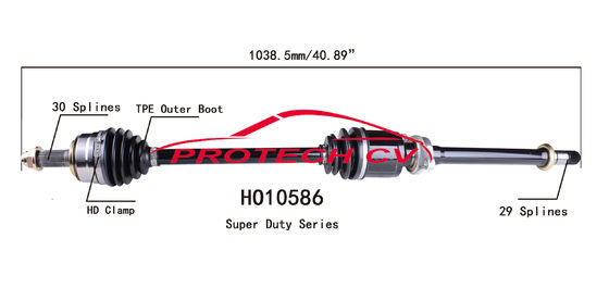 HO10586 CV Axle Assembly Heavy Duty Clamp TPEE Boot  Cold Forging Grinding Process Technology EXTREME Weather Unit