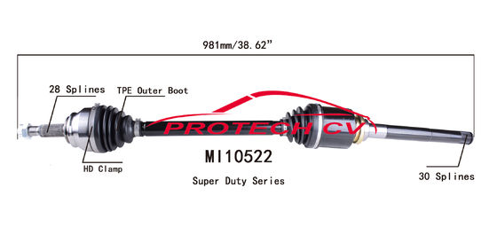 MI10522E CV Axle Assembly Heavy Duty Clamp TPEE Boot  Cold Forging Grinding Process Technology EXTREME Weather Unit