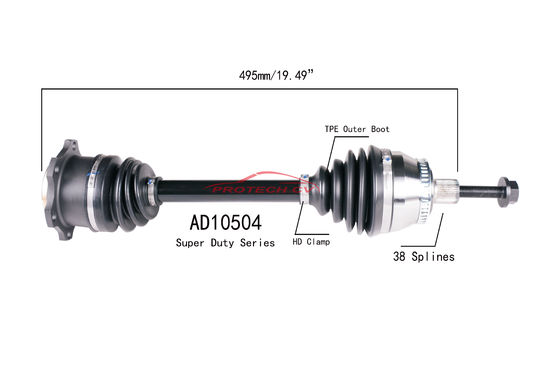AD10504 CV Axle Assembly Heavy Duty Clamp TPEE Boot  Cold Forging Grinding Process Technology EXTREME Weather Unit