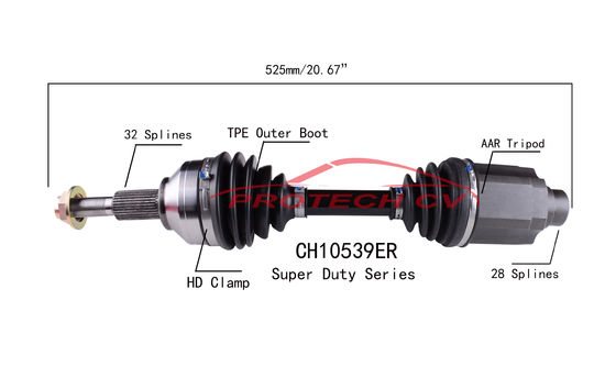 CH10539ER CV Axle Assembly Heavy Duty Clamp TPEE Boot  Cold Forging Grinding Process Technology EXTREME Weather Unit