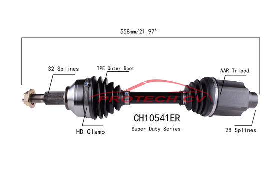 CH10541ER CV Axle Assembly Heavy Duty Clamp TPEE Boot  Cold Forging Grinding Process Technology EXTREME Weather Unit
