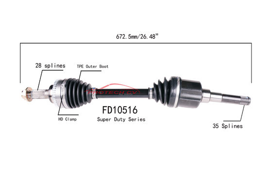 FD10516 CV Axle Assembly Heavy Duty Clamp TPEE Boot  Cold Forging Grinding Process Technology EXTREME Weather Unit