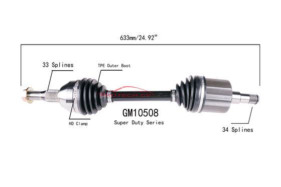 GM10508 CV Axle Assembly Heavy Duty Clamp TPEE Boot  Cold Forging Grinding Process Technology EXTREME Weather Unit