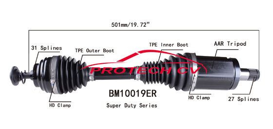 BMW X1 Front Right Cv Axle Shaft Assembly  Heavy Duty Clamp TPEE Boot