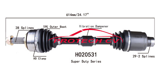 HO20531  CV Axle Assembly Heavy Duty Clamp TPEE Boot  Cold Forging Grinding Process Technology EXTREME Weather Unit
