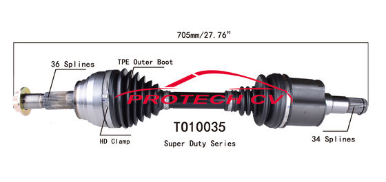 TO10035  CV Axle Assembly Heavy Duty Clamp TPEE Boot  Cold Forging Grinding Process Technology EXTREME Weather Unit
