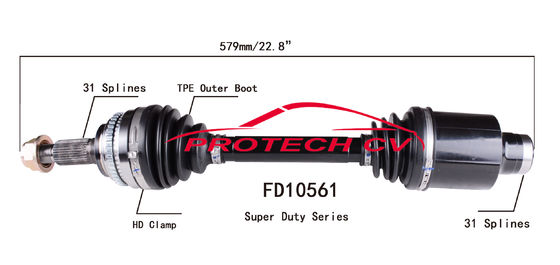 Heavy Duty Clamp Axle Cv Shaft Assembly TPEE Boot Cv Axle Front Right