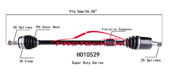 HO10529 Honda Civic Front Drive Axle Assembly EXTREME Weather Unit