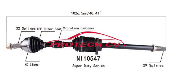 NI10547 Nissan Front Drive Shaft Cv Joint Cold Forging Grinding Process