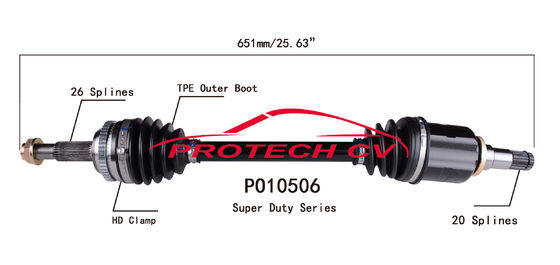 PO10506 CV Axle Assembly Heavy Duty Clamp TPEE Boot  Cold Forging Grinding Process Technology EXTREME Weather Unit