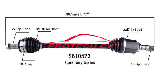 SB10523 CV Axle Assembly Heavy Duty Clamp TPEE Boot  Cold Forging Grinding Process Technology EXTREME Weather Unit