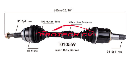 TO10559 CV Axle Assembly Heavy Duty Clamp TPEE Boot  Cold Forging Grinding Process Technology EXTREME Weather Unit