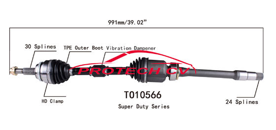 TO10566 CV Axle Assembly Heavy Duty Clamp TPEE Boot  Cold Forging Grinding Process Technology EXTREME Weather Unit