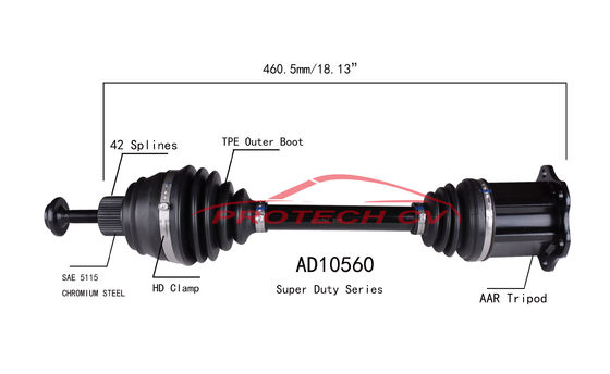 AD10560 Front Axle Shaft Replacement Heavy Duty Clamp TPEE Boot Cv Axle Audi A4