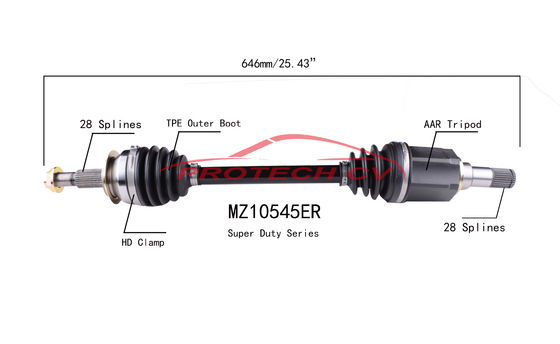 Mazda 2.0L Inner Cv Joint Assembly Front Right Axle Shaft Heavy Duty Clamp TPEE Boot