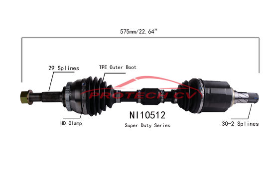 NI10512 CV Axle Assembly Heavy Duty Clamp TPEE Boot  Cold Forging Grinding Process Technology EXTREME Weather Unit