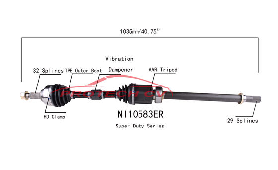 NI10583ER Front Right Drive Shaft TPEE Boot Nissan Cv Axle Front Right