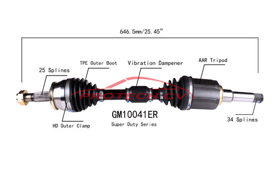 GM10041ER CV Axle Assembly Heavy Duty Clamp TPEE Boot  Cold Forging Grinding Process Technology EXTREME Weather Unit