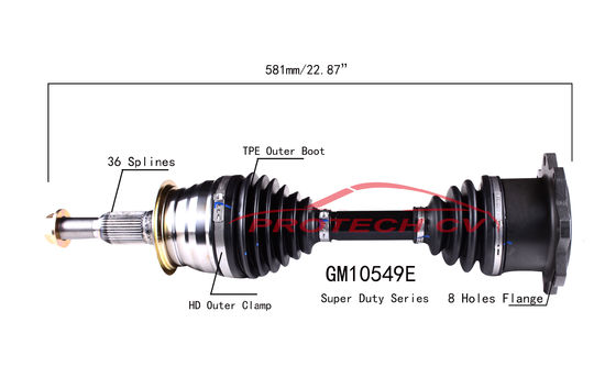 GM10549E CV Axle Assembly Heavy Duty Clamp TPEE Boot  Cold Forging Grinding Process Technology EXTREME Weather Unit
