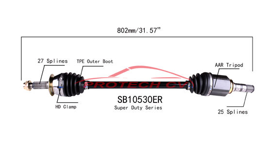 SB10530ER Cv Drive Axle 2008-2013 Subaru Front Drive Shaft Heavy Duty Clamp