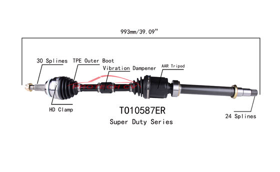 TO10587ER CV Axle Assembly Heavy Duty Clamp TPEE Boot  Cold Forging Grinding Process Technology EXTREME Weather Unit