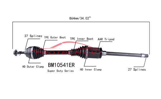 BM10541ER CV Axle Assembly Heavy Duty Clamp TPEE Boot  Cold Forging Grinding Process Technology EXTREME Weather Unit
