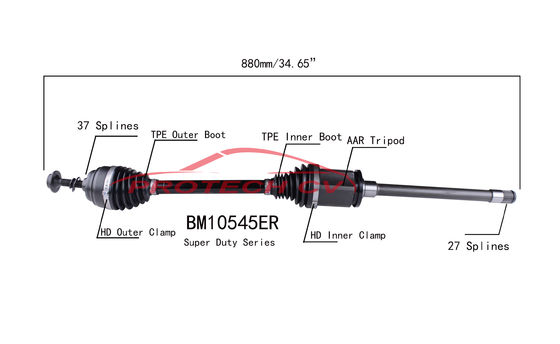 BMW X3 AWD Cv Complete Assembly Front Right Cv Joint Heavy Duty Clamp