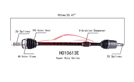 HO10613E CV Axle Shaft Assembly Front Right Honda Fit Heavy Duty Clamp