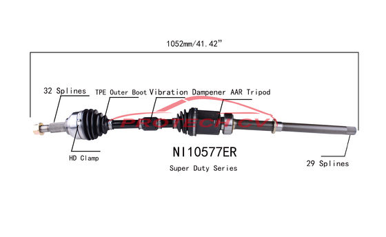NI10577ER Cv Shaft Assembly INFINITI QX60 3.5L Right Front Axle Heavy Duty Clamp