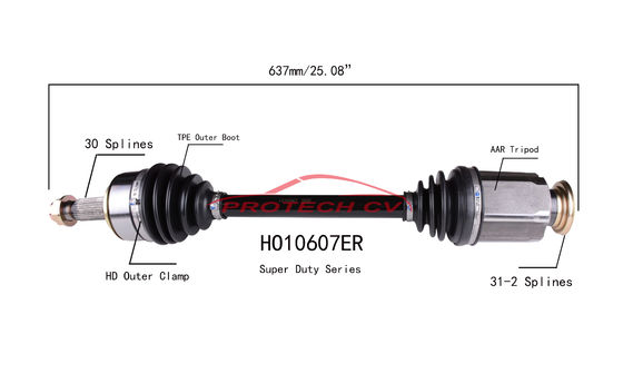 HO10607ER CV  CV Axle Assembly Heavy Duty Clamp TPEE Boot  Cold Forging Grinding Process Technology EXTREME Weather Unit