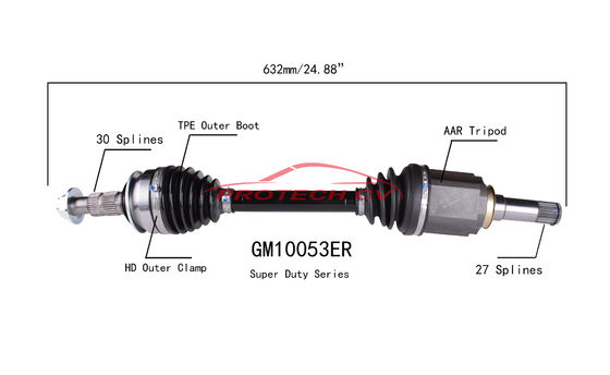 GM10053ER CV  CV Axle Assembly Heavy Duty Clamp TPEE Boot  Cold Forging Grinding Process Technology EXTREME Weather Unit