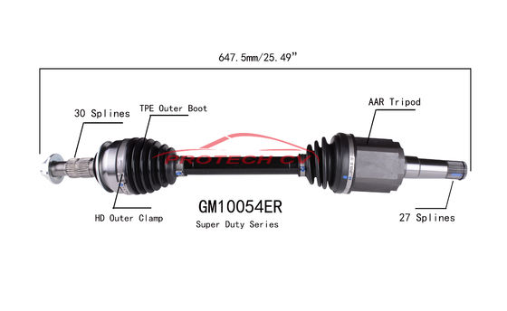 GM10054ER CV  CV Axle Assembly Heavy Duty Clamp TPEE Boot  Cold Forging Grinding Process Technology EXTREME Weather Unit