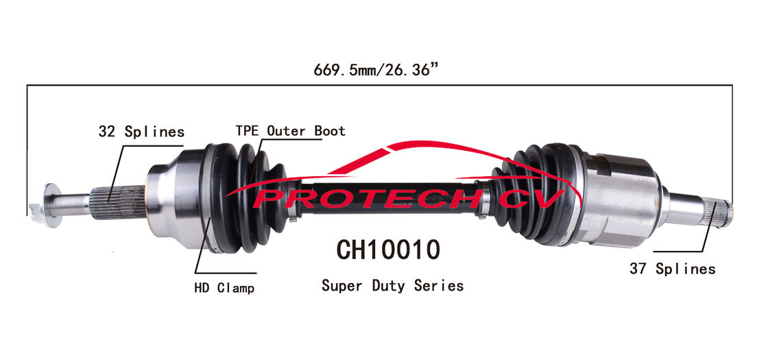 CH10010 CV Axle Assembly Heavy Duty Clamp TPEE Boot  Cold Forging Grinding Process Technology EXTREME Weather Unit