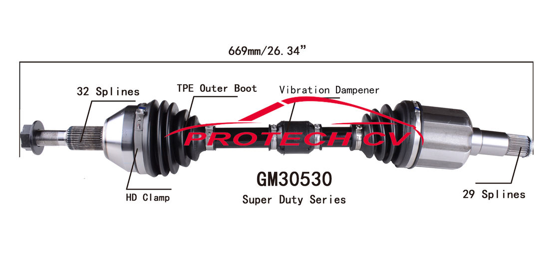 GM30530 CV Axle Assembly Heavy Duty Clamp TPEE Boot  Cold Forging Grinding Process Technology EXTREME Weather Unit