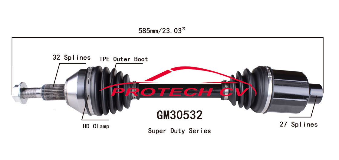 GM30532 CV Axle Assembly Heavy Duty Clamp TPEE Boot  Cold Forging Grinding Process Technology EXTREME Weather Unit