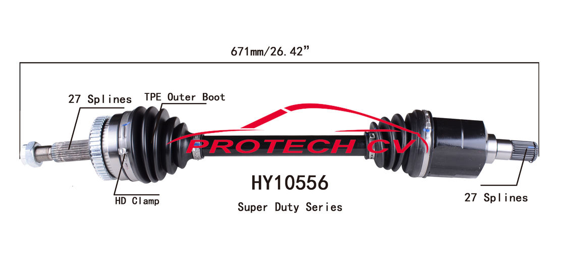 HY10556 CV Axle Assembly Heavy Duty Clamp TPEE Boot  Cold Forging Grinding Process Technology EXTREME Weather Unit